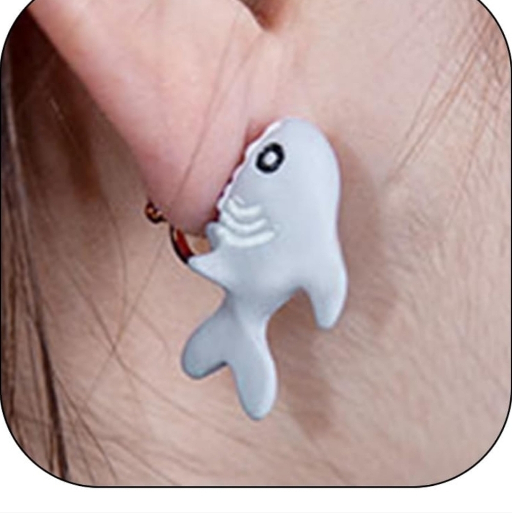 Gray Fish-Shaped Shark Earrings - Picture 4 of 5